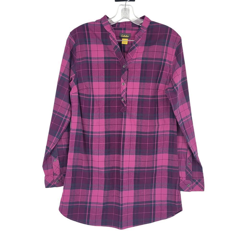 Cabela's Women's Purple Plaid Long Sleeve Stop Size Medium